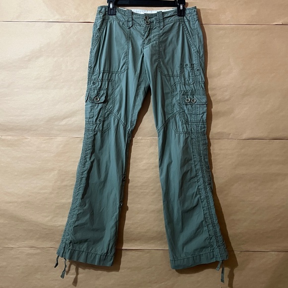 Vintage Abercrombie Low Rise Flare Cargo Pants Convertible Capris Y2K Size S - Picture 1 of 12